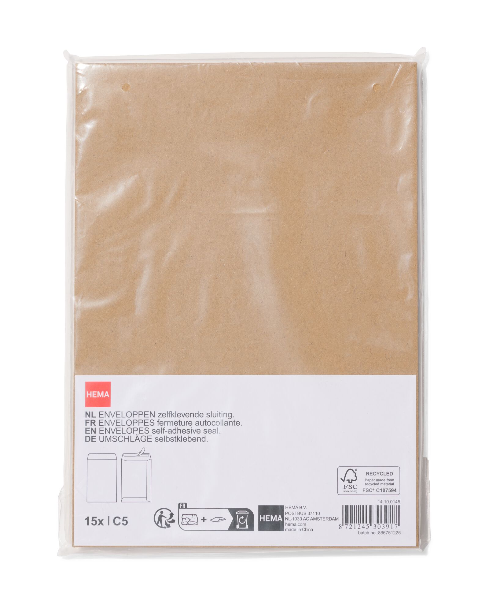 Briefumschl&auml;ge C5 Kraftpapier &ndash; 15 St&uuml;ck - 14100145 - HEMA