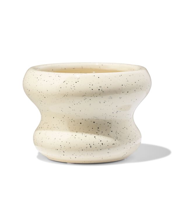 Blumentopf ⌀ 13 x 9 cm, Keramik Klecks gesprenkelt wei&szlig; - 13326029 - HEMA