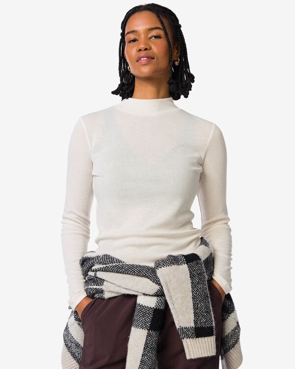 pull col roul&eacute; femme lora c&ocirc;tel&eacute;  blanc cass&eacute; - 36204350OFFWHITE - HEMA