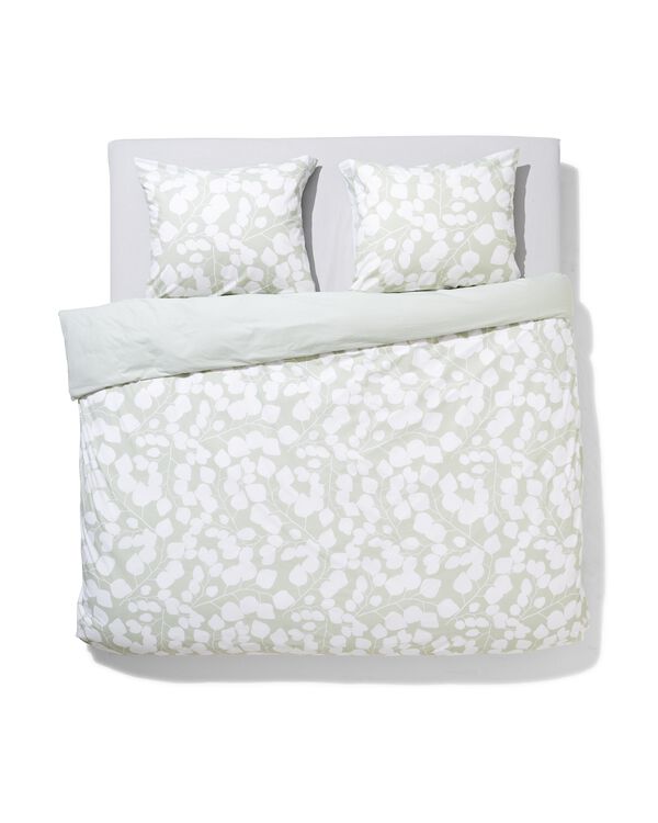 housse de couette 240x200/220cm en coton doux &agrave; motif feuilles vertes - 5790202 - HEMA