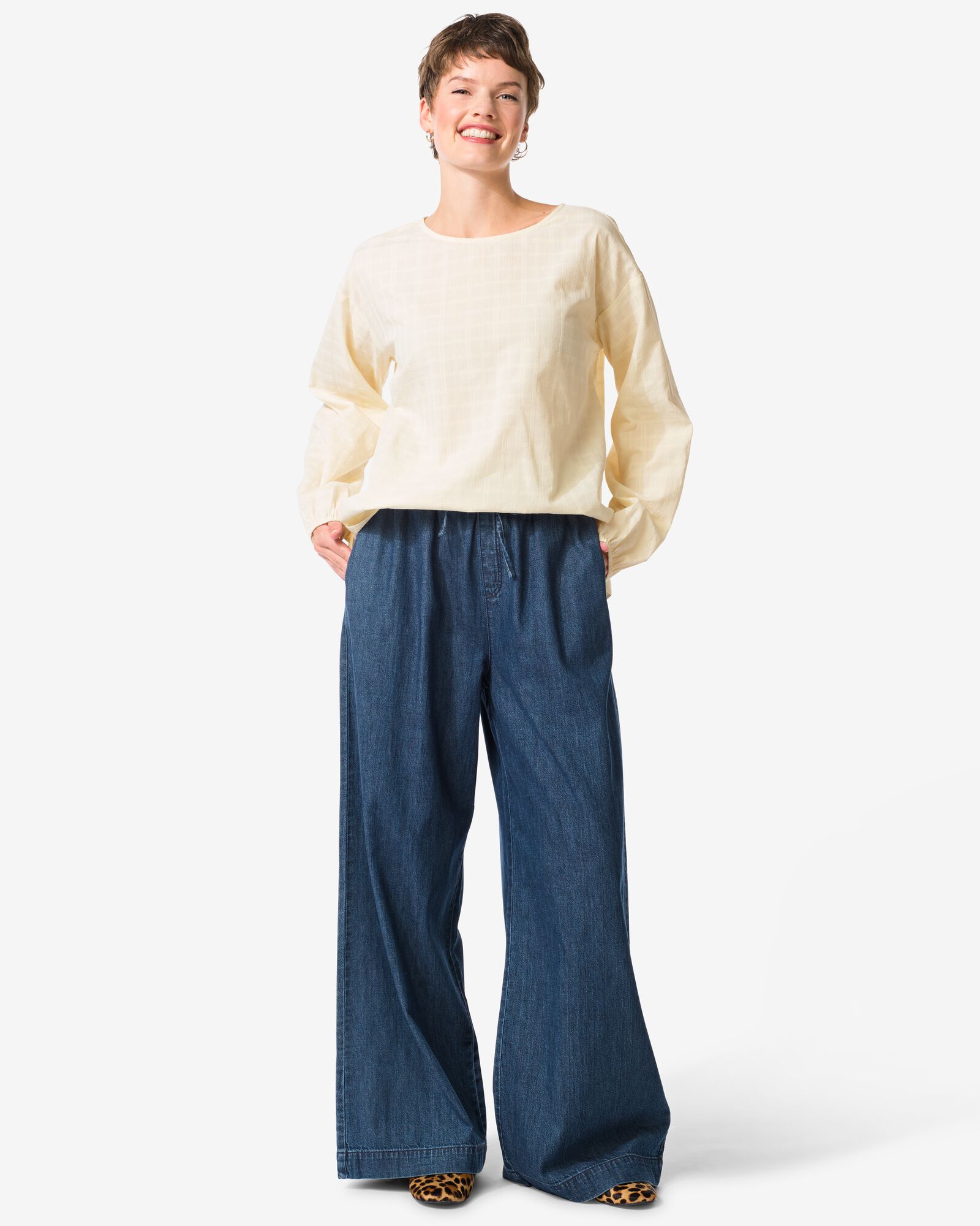 damesbroek Suzy denim donkerdenim donkerdenim - 36203770DARKDENIM - HEMA