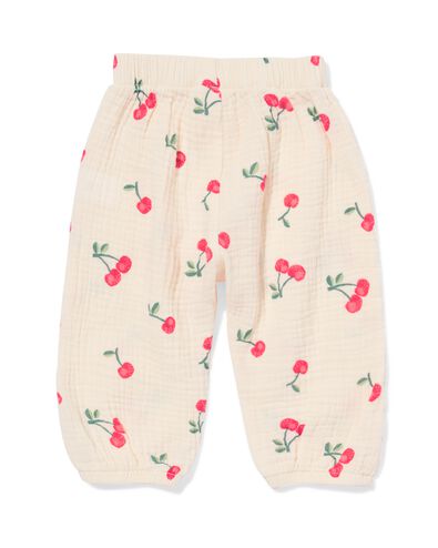 pantalon nouveau-n&eacute; mousseline cerises &eacute;cru - 33419620ECRU - HEMA