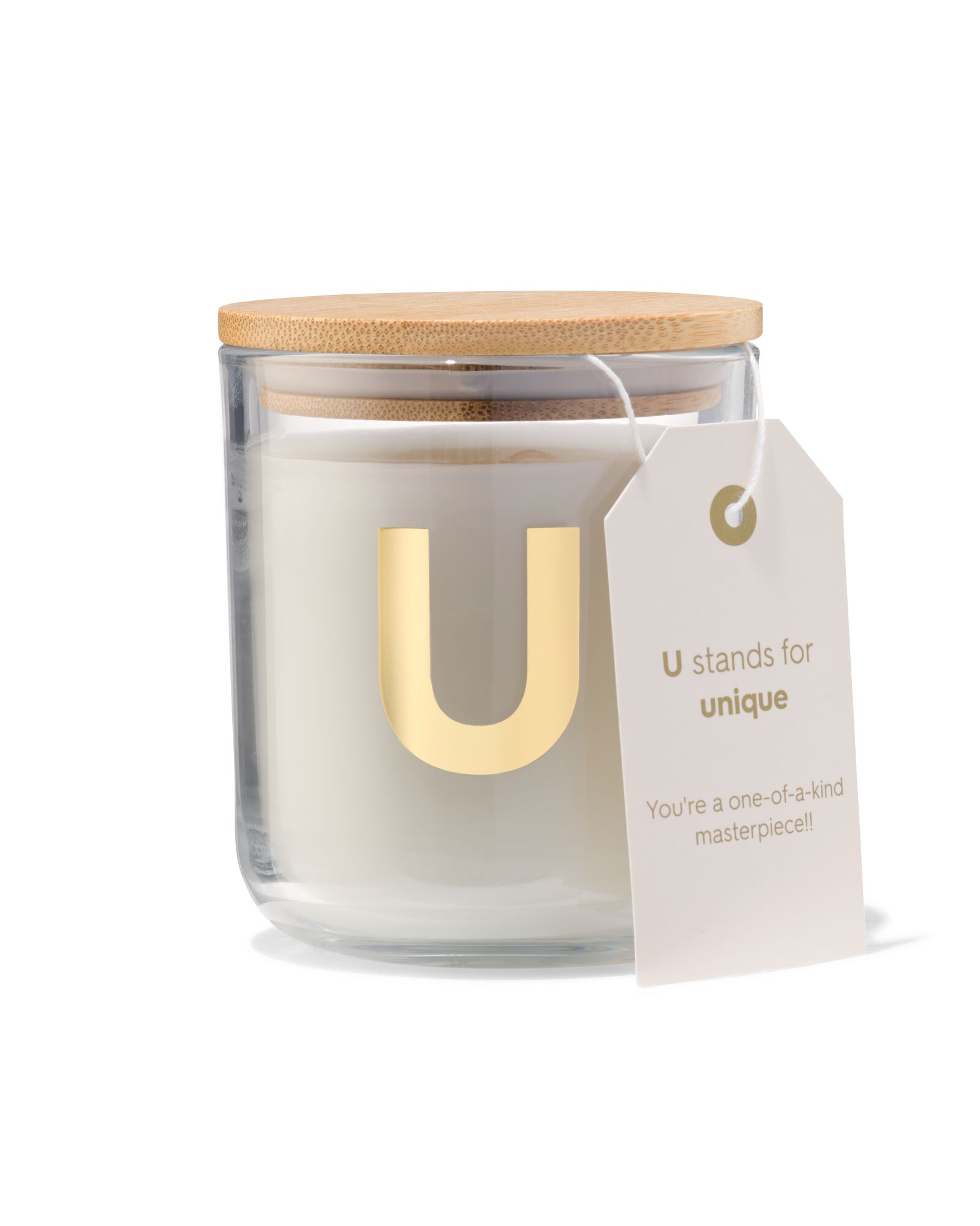 bougie en verre &Oslash;8x10cm lettre U - 61100420 - HEMA