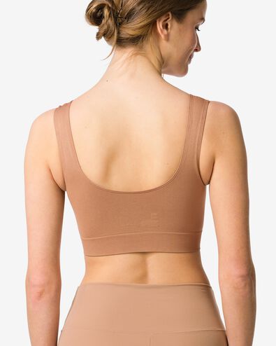 niet voorgevormde top zonder beugel naadloos middenbruin - 21807190MIDBROWN - HEMA