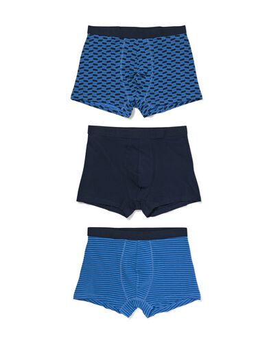 korte herenboxers katoen stretch - 3 stuks donkerblauw - 19190250DARKBLUE - HEMA