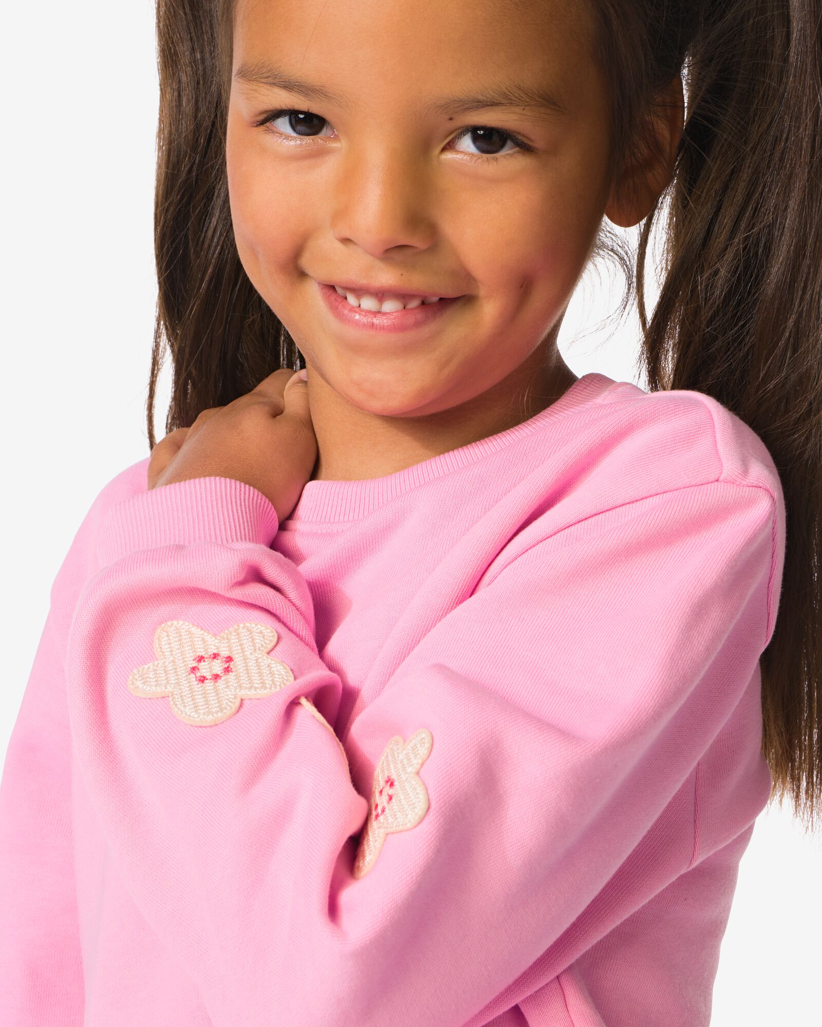 Kinderpullover aus Sweatstoff mit Blumen rosa rosa - 30842918PINK - HEMA