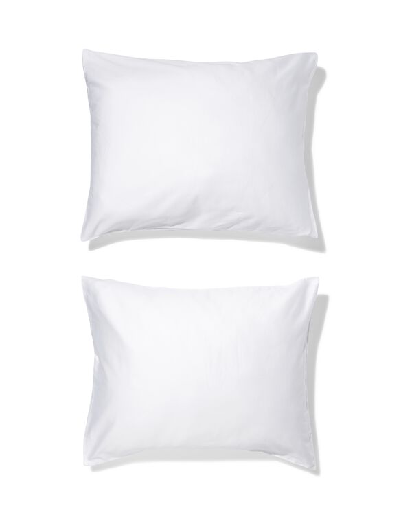 taies d'oreiller 60x70cm en percale de coton h&ocirc;tel blanc - 2 pi&egrave;ces - 5180047 - HEMA