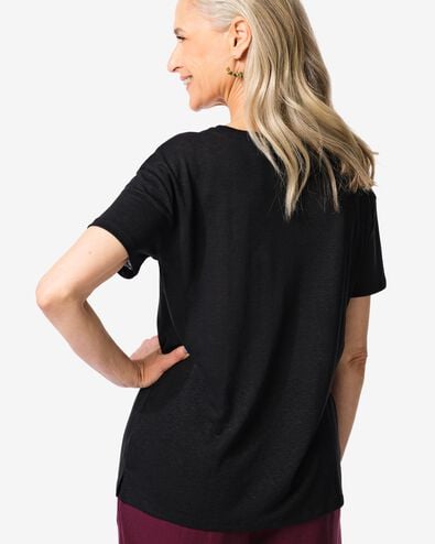 Damen-T-Shirt Evie, mit Leinenanteil schwarz schwarz - 36264050BLACK - HEMA