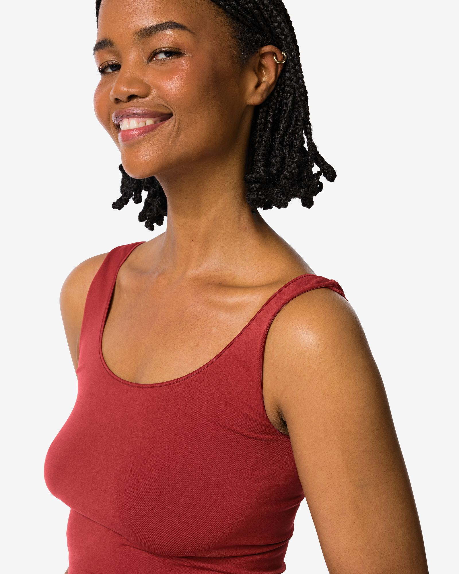 dameshemd naadloos micro brede schouderbandjes donkerrood donkerrood - 19601654DARKRED - HEMA