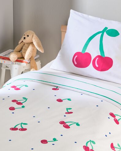 Kinder-Bettwäsche, Soft Cotton, 120 x 150 cm, Kirschen, weiß - 5760151 - HEMA