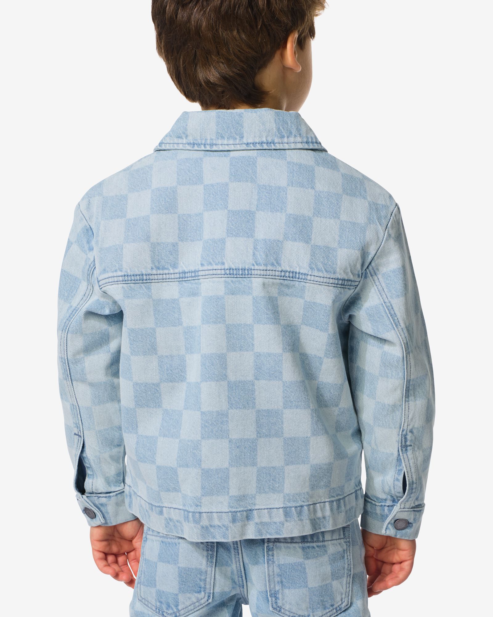 kinderspijkerjas blokken blauw - 30718001BLUE - HEMA