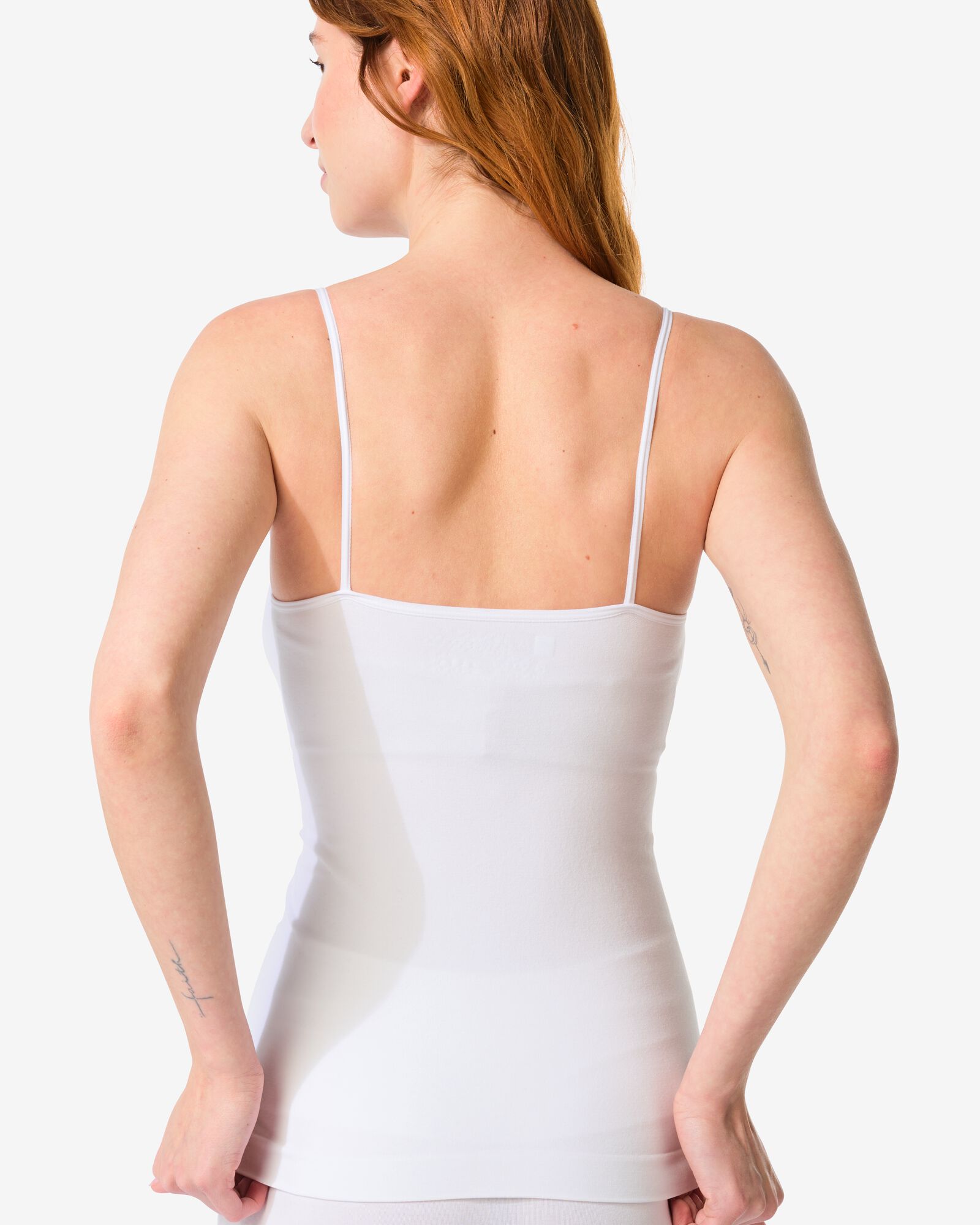 d&eacute;bardeur l&eacute;g&egrave;rement correcteur &agrave; bretelles spaghetti coton blanc blanc - 21530124WHITE - HEMA