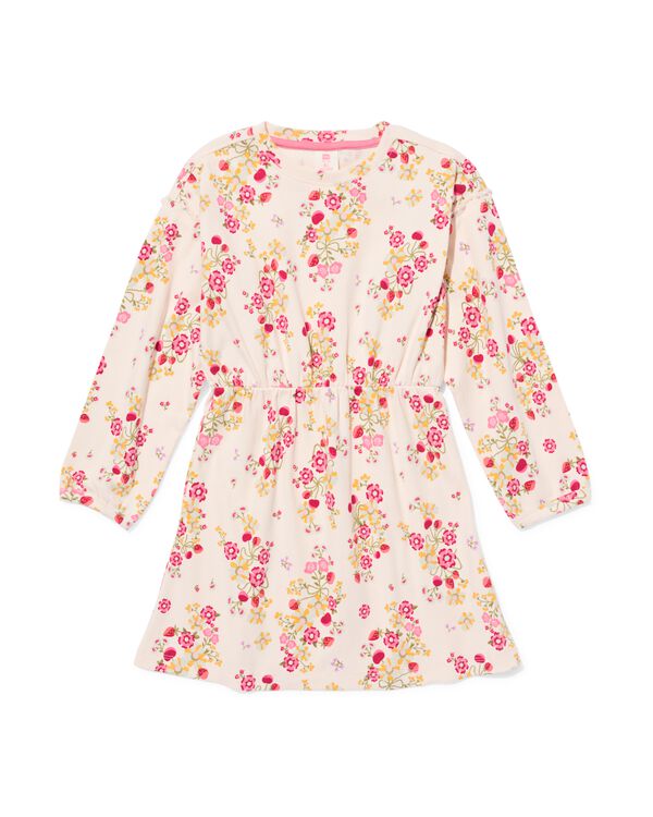 kinderjurk rib bloemen ecru ecru - 30828700ECRU - HEMA