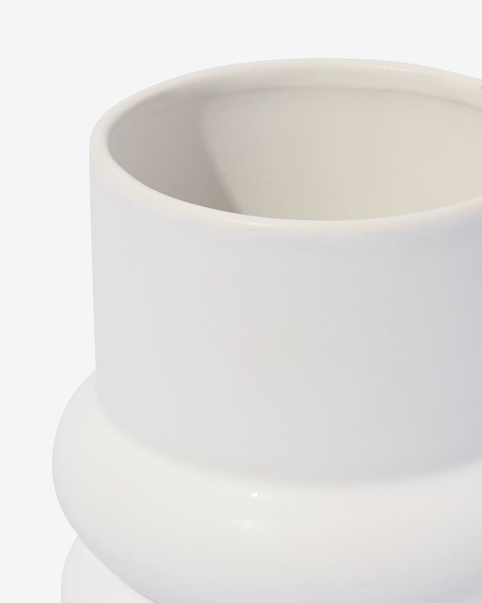 vase en faïence avec nervures Ø10x20 blanc - 13323022 - HEMA