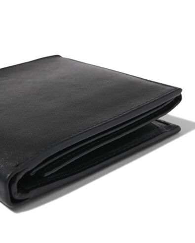 billfold portemonnee laag leer zwart - 18150055 - HEMA