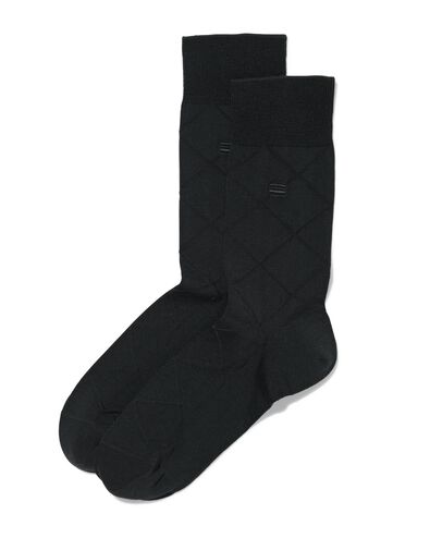 2er-Pack Herren-Socken, glänzende Baumwolle schwarz - 1000009298 - HEMA