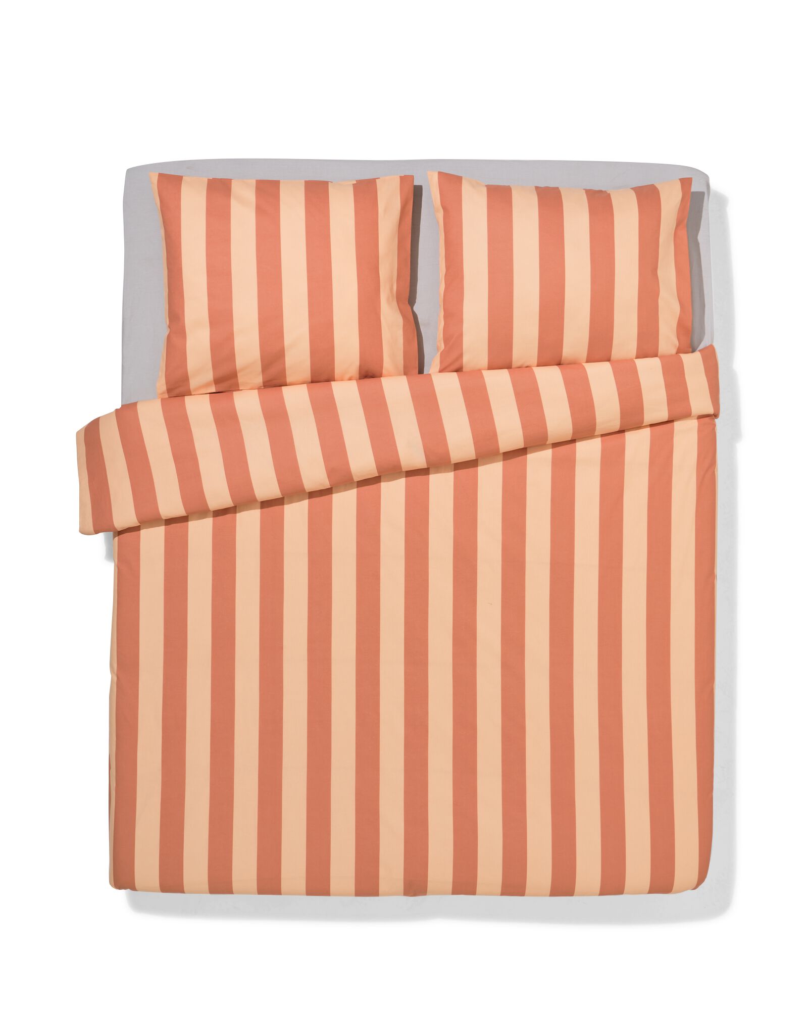 housse de couette 200x200/220 coton doux ray&eacute; p&ecirc;che - 5750150 - HEMA