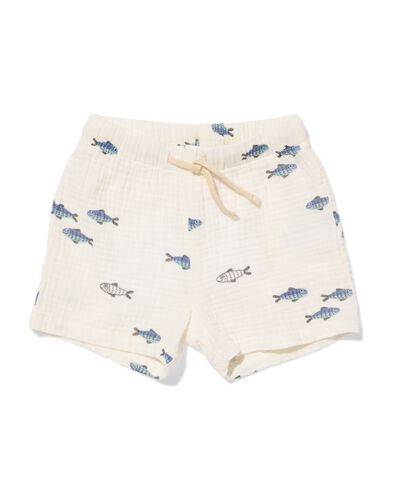 newborn short comfy fit mousseline dieren gebroken wit gebroken wit - 33455120OFFWHITE - HEMA
