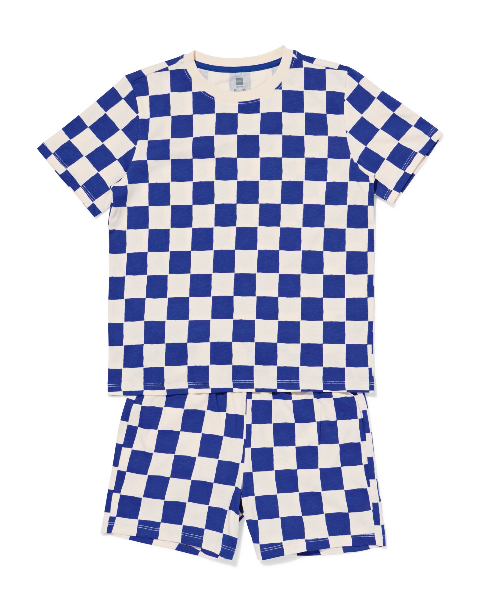 kindershortama blokken blauw - 23001660BLUE - HEMA