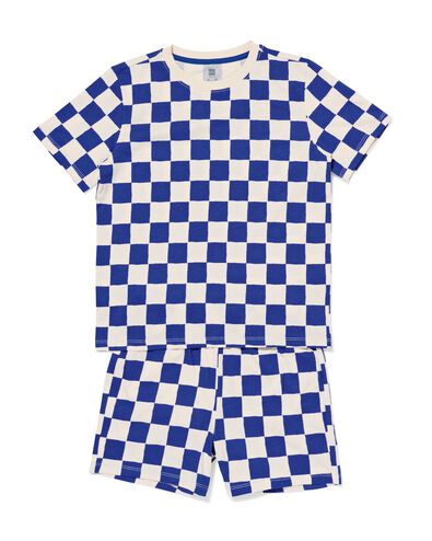 kindershortama blokken blauw - 23001660BLUE - HEMA