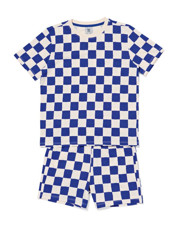 kindershortama blokken blauw - 23001660BLUE - HEMA
