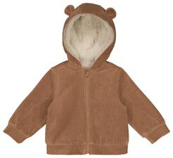Baby-Jacke mit Kapuze, breitgerippt hellbraun hellbraun - 1000028646 - HEMA