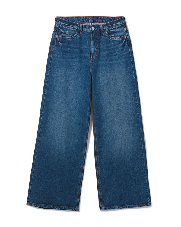 Damen-Jeans, weites Bein mittelblau mittelblau - 1000030362 - HEMA