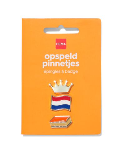 pins kroon vlag tompouce - 3 stuks - 60800366 - HEMA