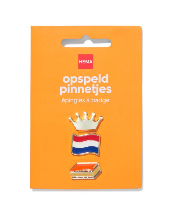 pins kroon vlag tompouce - 3 stuks - 60800366 - HEMA