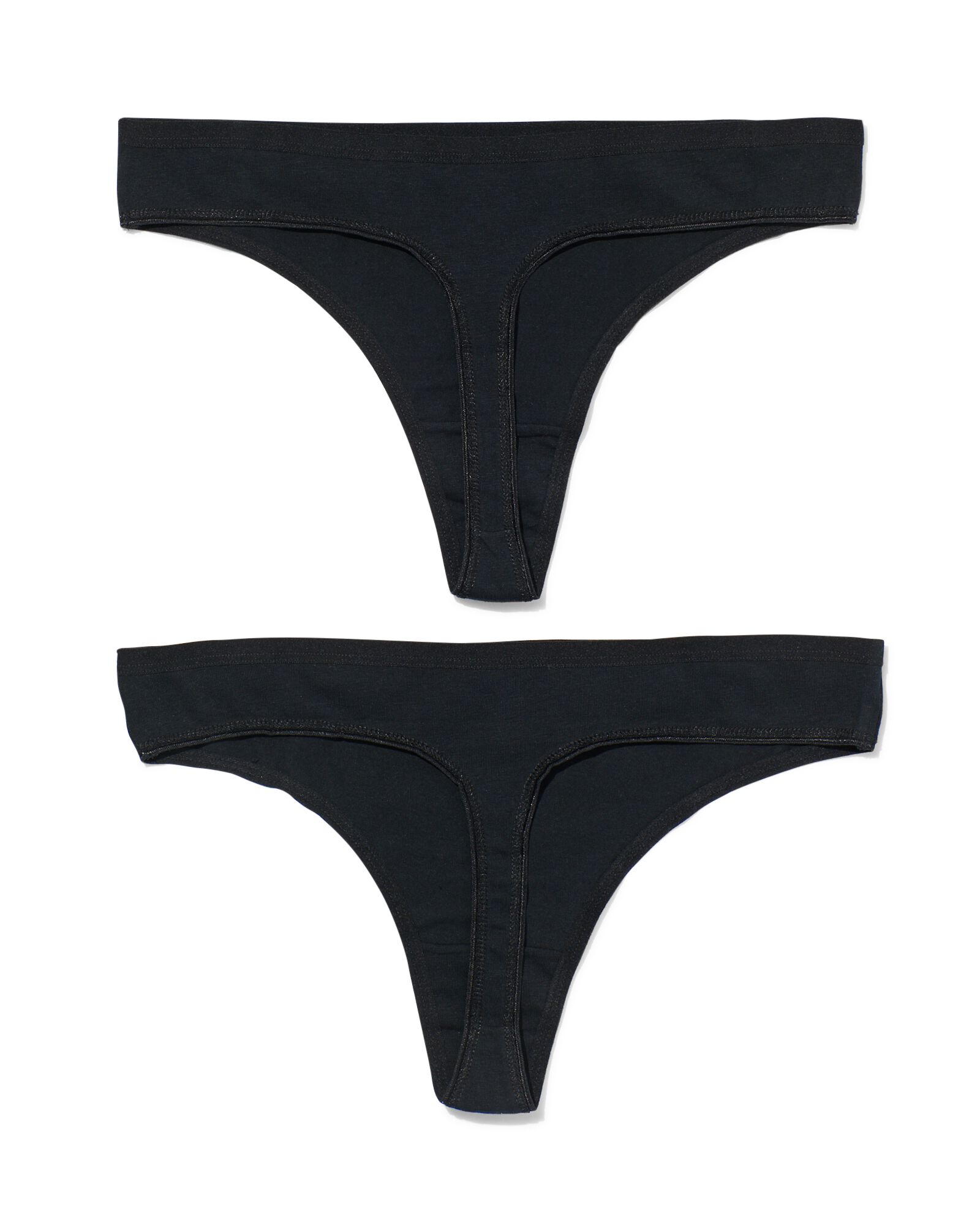 dames strings stretch katoen - 2 stuks zwart zwart - 1000030293 - HEMA