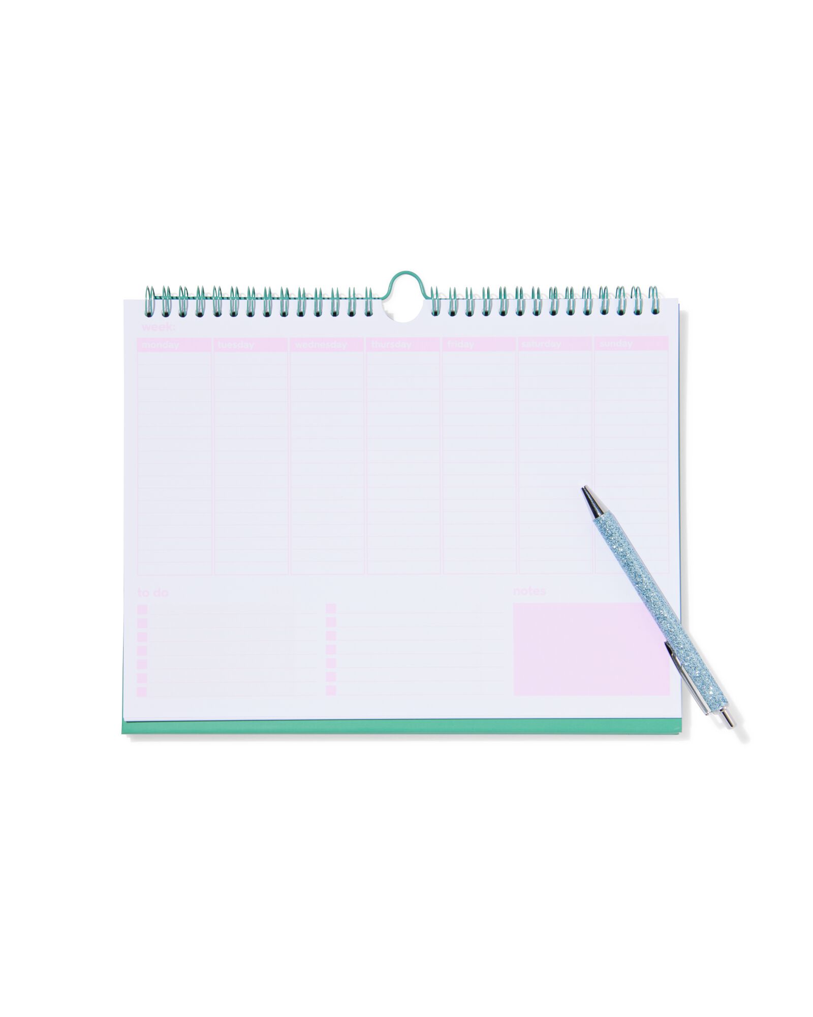 planificateur hebdomadaire de bureau avec spirale et support 21x28 - 14170180 - HEMA