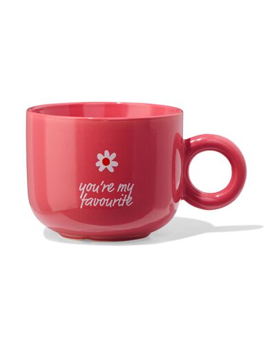 tasse &agrave; th&eacute; 480ml fa&iuml;ence rouge fleurs - 61100281 - HEMA