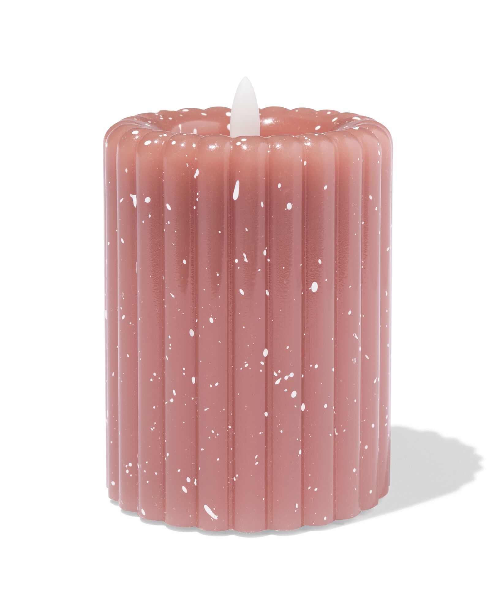 LED-Stumpenkerze ⌀ 7,5 &times; 10 cm, Rippenstruktur, gesprenkelt, braun - 13550163 - HEMA