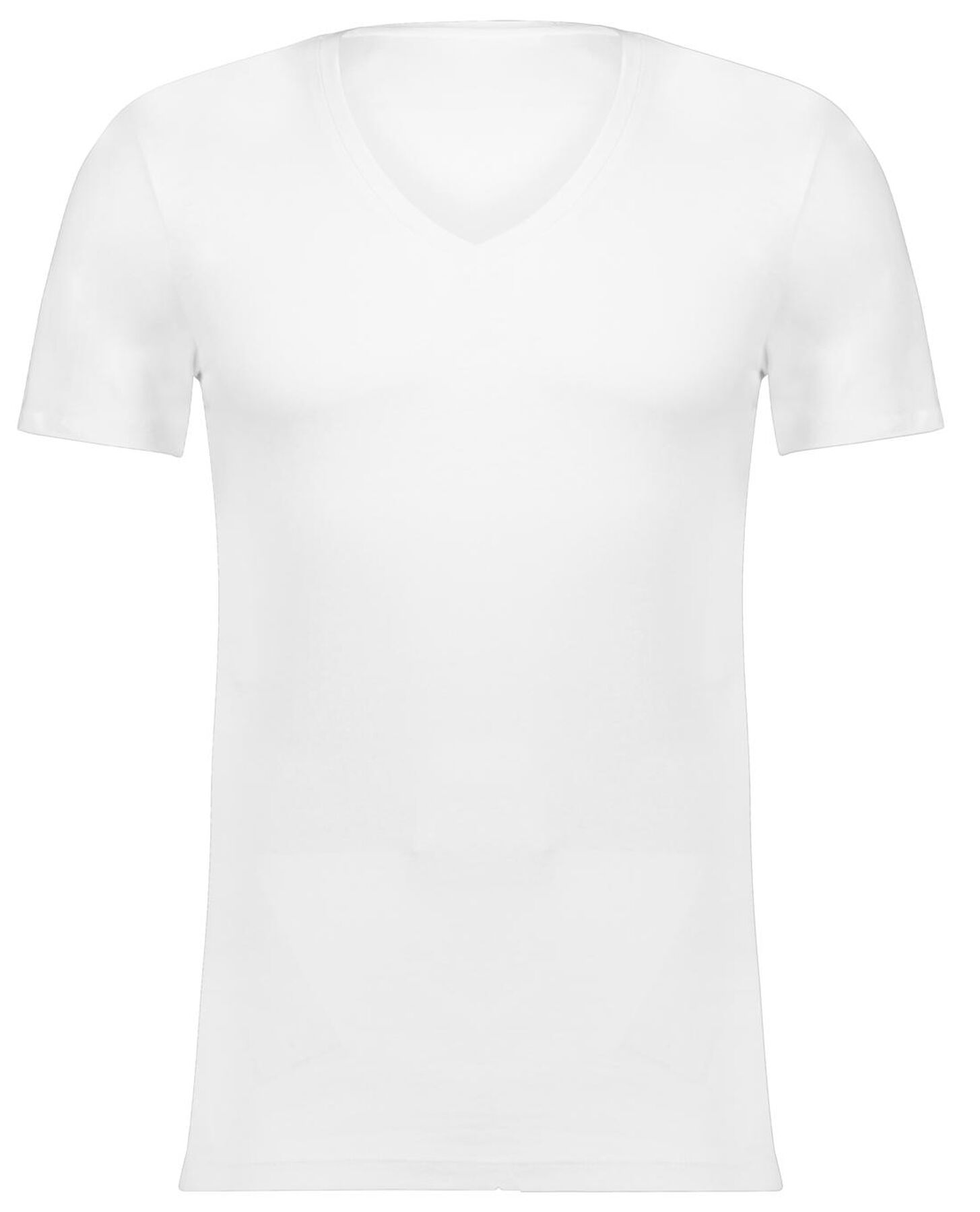men's Tshirt slim fit Oneck extra long white HEMA