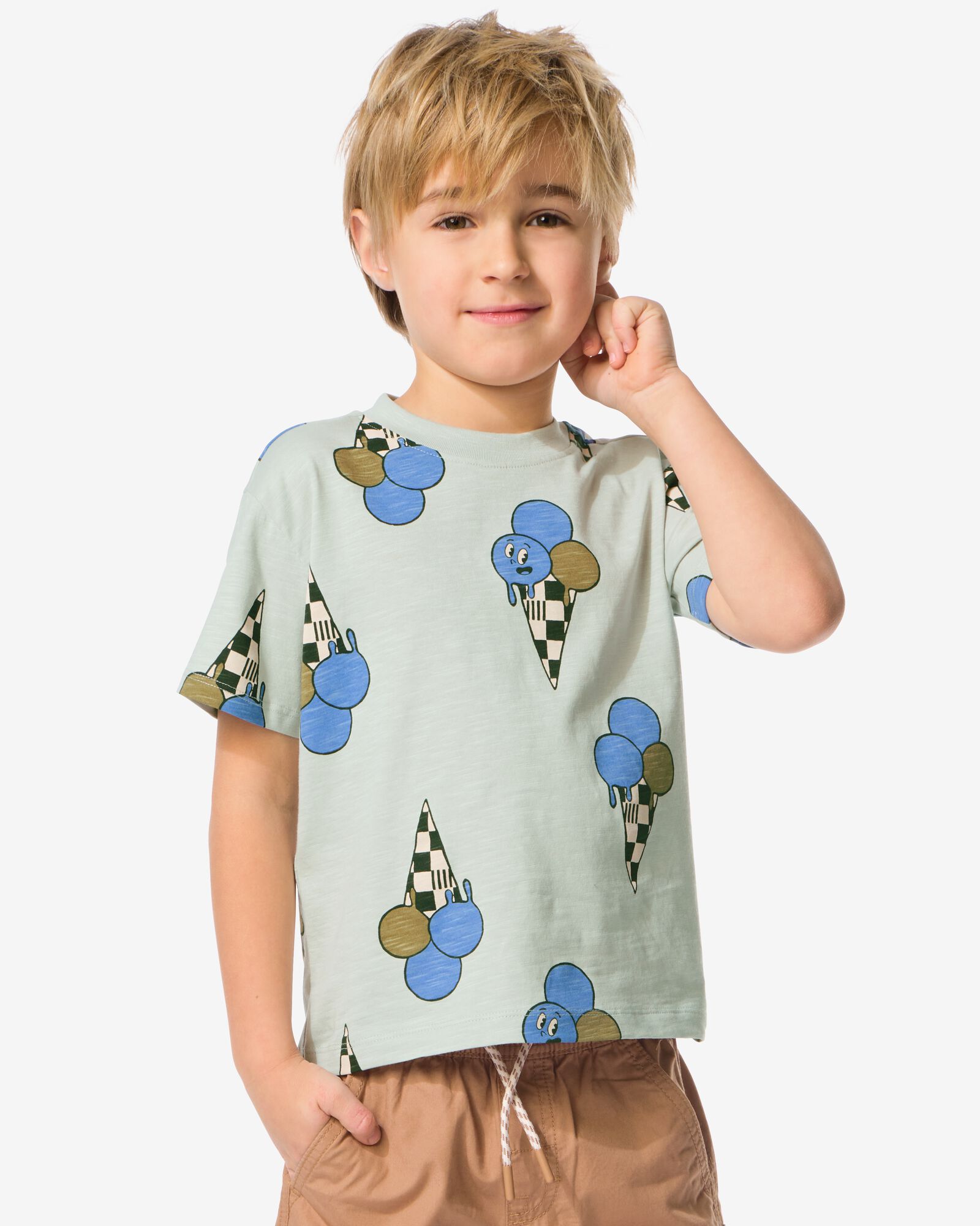 kinder T-shirt ijsjes lichtblauw lichtblauw - 30712905LIGHTBLUE - HEMA