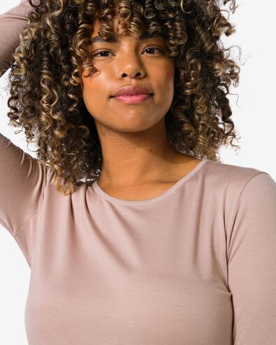 dames temptech T-shirt lange mouw  beige beige - 19670651BEIGE - HEMA