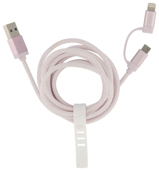 USB-Ladekabel, Mikro-USB & 8-polig, rosa - 39640033 - HEMA