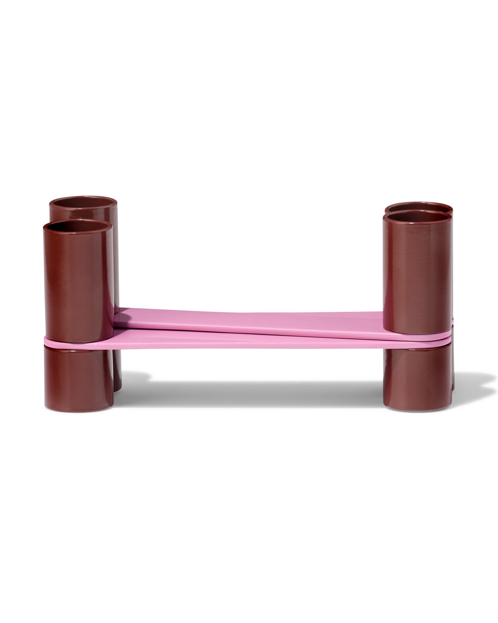 kandelaar 15x7cm metaal zigzag bordeaux - 13325084 - HEMA