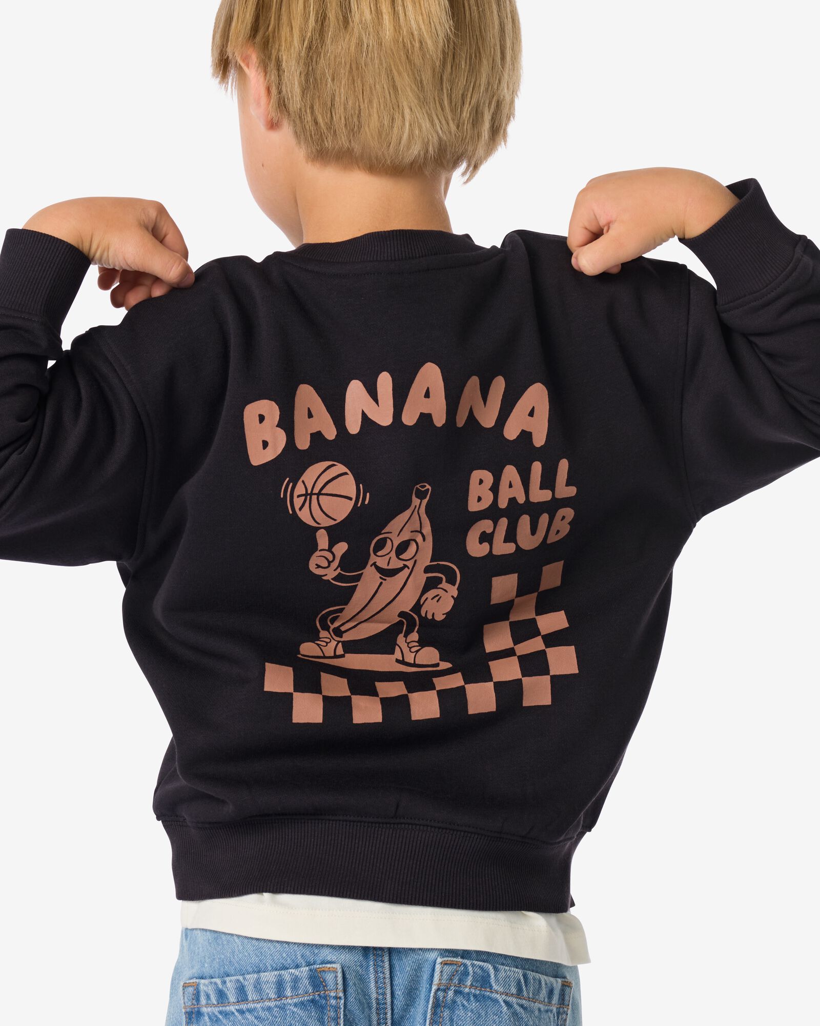 kindersweater 'ball club' zwart zwart - 30703324BLACK - HEMA