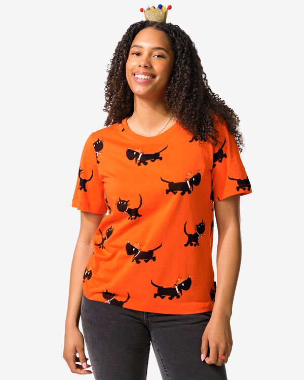 Takkie Damen-T-Shirt aus Jersey, K&ouml;nigstag orange orange - 36208740ORANGE - HEMA