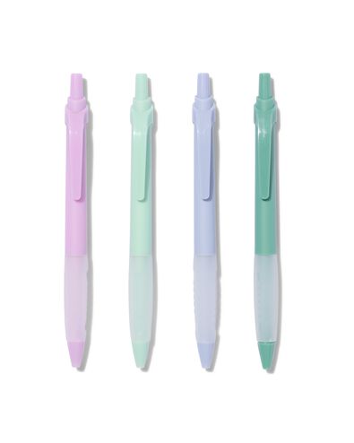 4 stylos à bille encre bleue avec caoutchouc - 14400423 - HEMA
