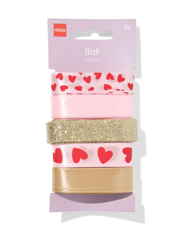 ruban 3 m satin coeur - 5 pi&egrave;ces - 14793313 - HEMA