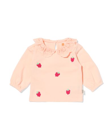 newborn T-shirt fruit zalmroze - 33443920SALMONPINK - HEMA
