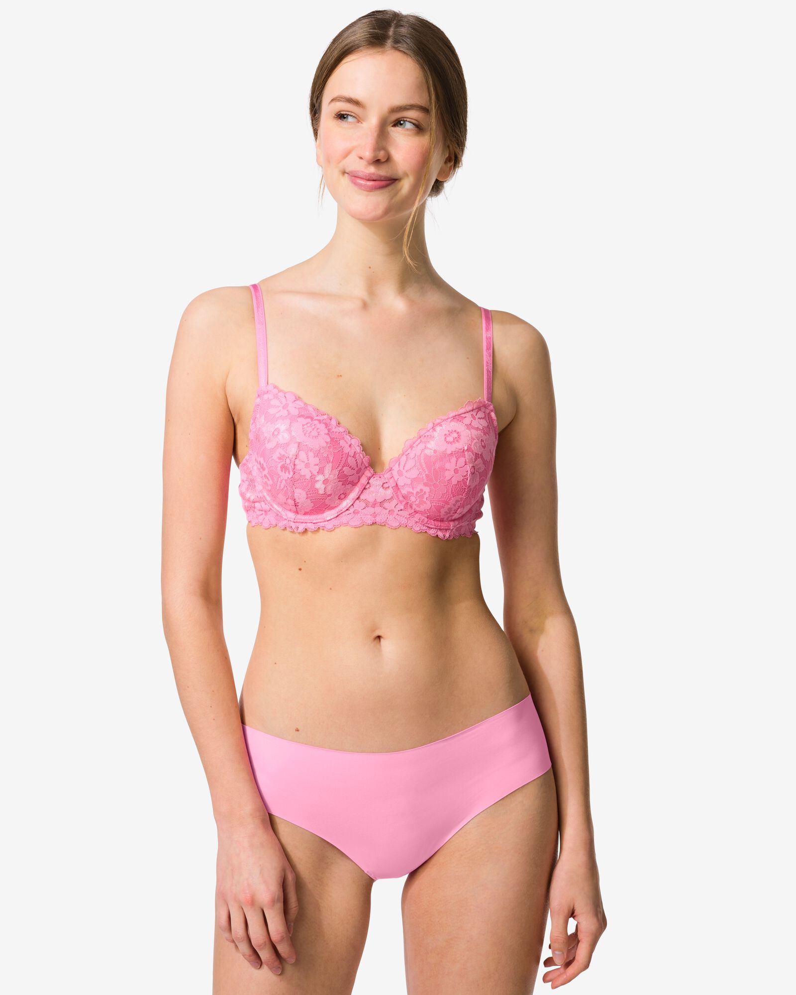 slip br&eacute;silien femme microfibre avec dentelle rose - 19600904PINK - HEMA