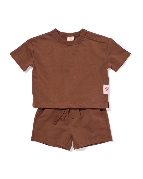 babykledingset sweatstof bruin bruin - 33189170BROWN - HEMA