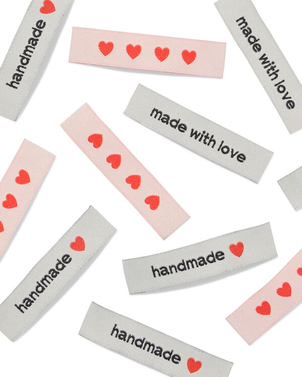 naailabels linnenlook hartjes - 12 stuks - 1400323 - HEMA