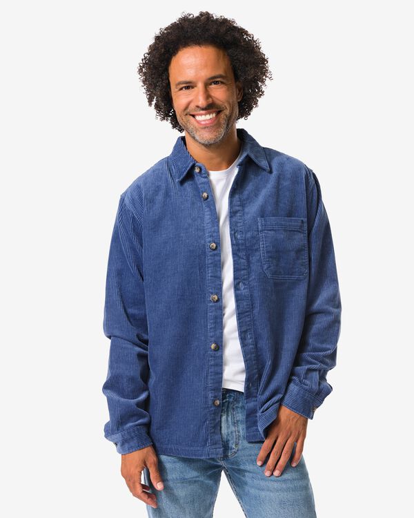 surchemise pour homme Stef Corduroy bleu moyen bleu moyen - 2101830MIDBLUE - HEMA