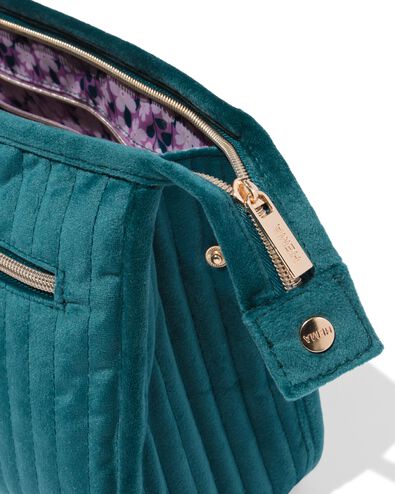 Kulturtasche, 30 x 20 cm, Velours, gerippt, gr&uuml;n - 11890723 - HEMA