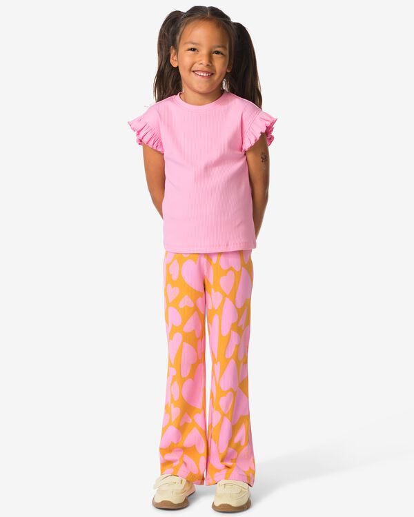 Kinderleggings gerippt, mit Herzen gelb gelb - 30828402YELLOW - HEMA