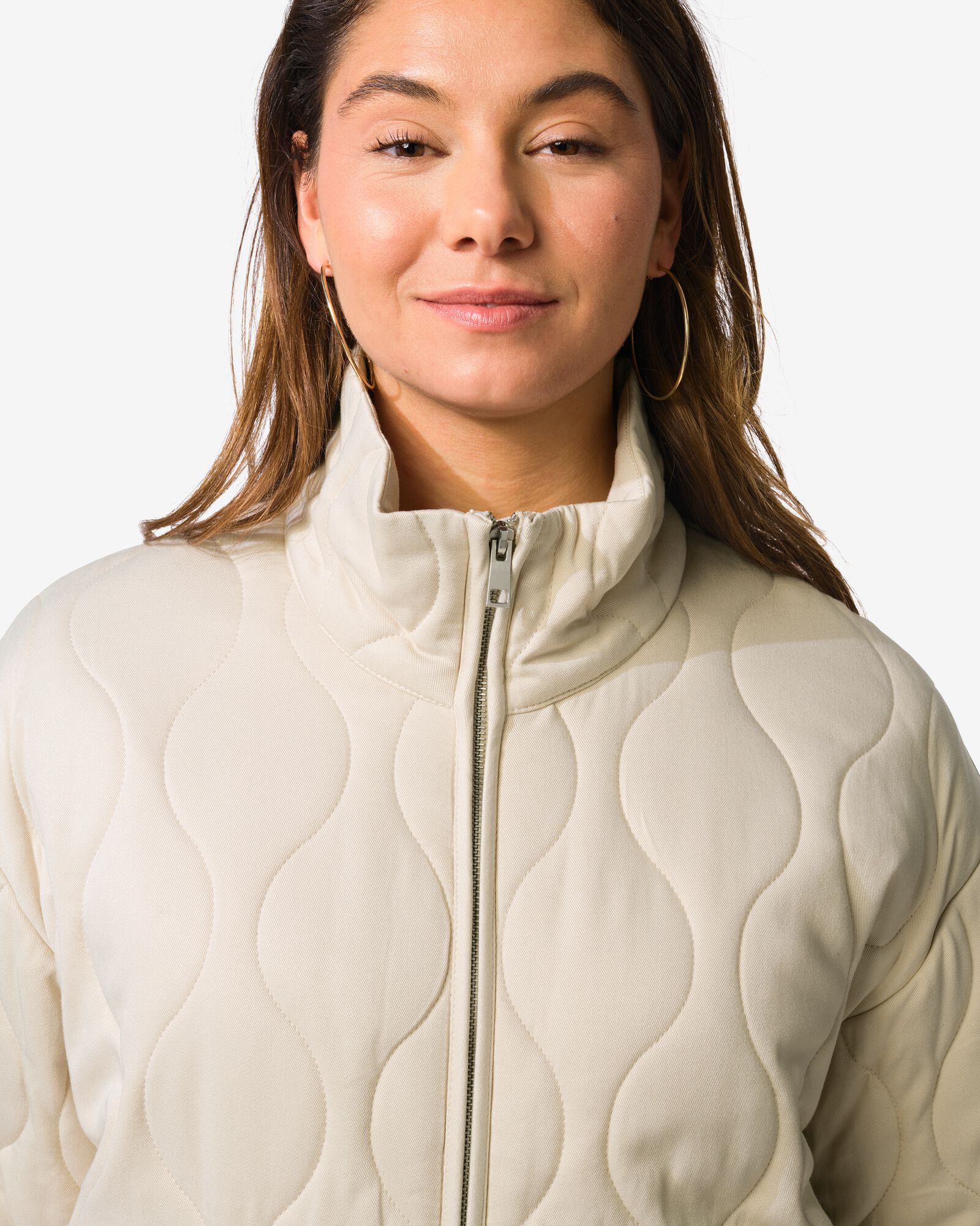 damesjas Jina gewatteerd gebroken wit gebroken wit - 36207420OFFWHITE - HEMA